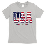Retro Usa Flag Est. 1776 4th Of July Graphic American Flag T-Shirt