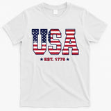 Retro Usa Flag Est. 1776 4th Of July Graphic American Flag T-Shirt