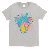 Retro Vintage 1980s Summer Palm Tree Summer Vacation Time T-Shirt