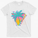 Retro Vintage 1980s Summer Palm Tree Summer Vacation Time T-Shirt