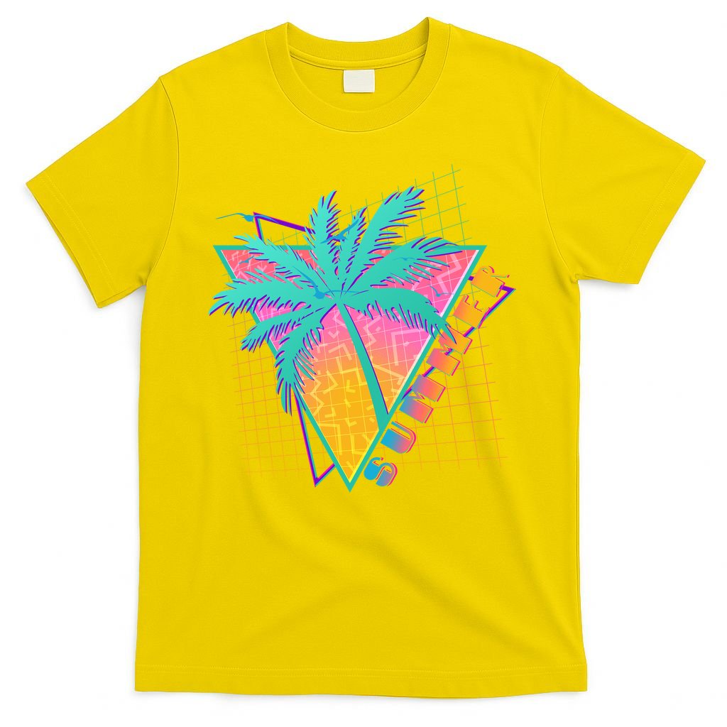 Retro Vintage 1980s Summer Palm Tree Summer Vacation Time T-Shirt