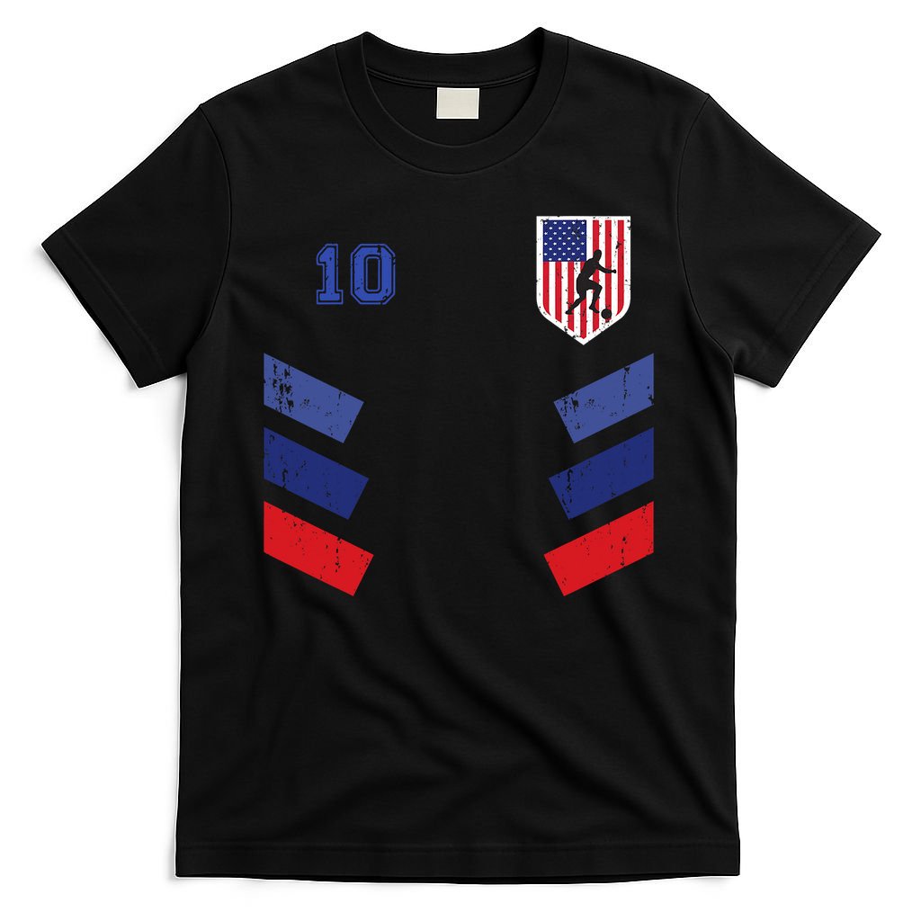 Retro vintage 10 American Football USA Soccer USA Flag T-Shirt