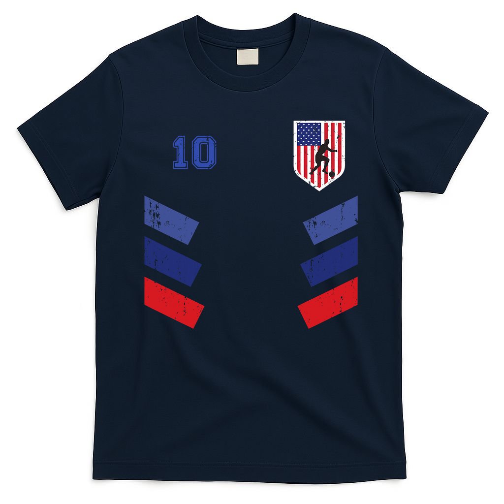 Retro vintage 10 American Football USA Soccer USA Flag T-Shirt