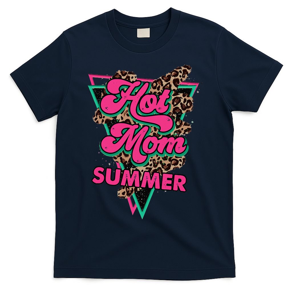 Retro Vintage Hot Mom Summer Vibes Leopard Print Summer T-Shirt