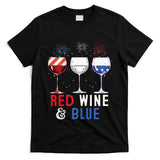 Red Wine And Blue Funny 4th Of July Wine Lover T-Shirt