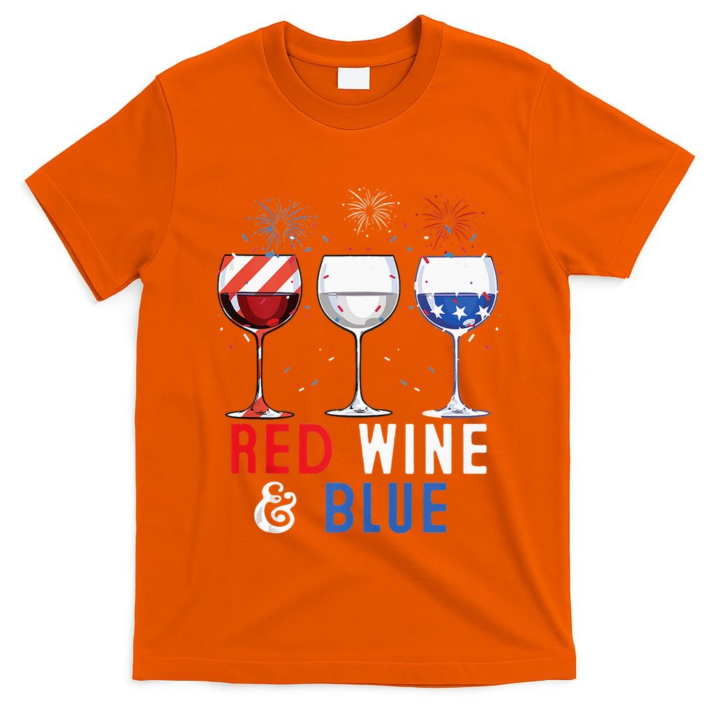 Red Wine And Blue Funny 4th Of July Wine Lover T-Shirt