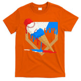 Red White And Blue Baseball Ice Cream Drip T-Shirt