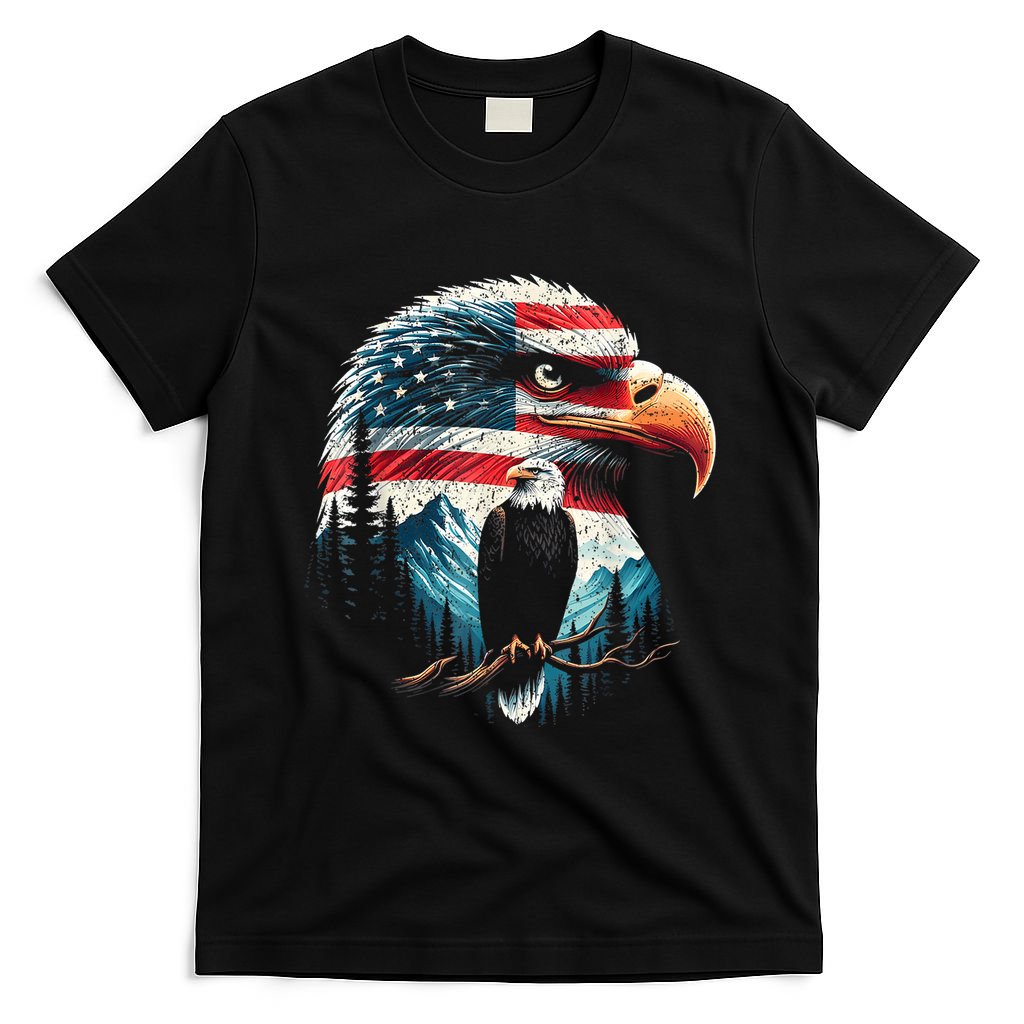 Red White Blue Bald Eagle American Flag For 4th Of July Gift T-Shirt