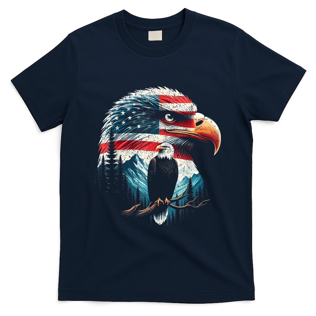 Red White Blue Bald Eagle American Flag For 4th Of July Gift T-Shirt