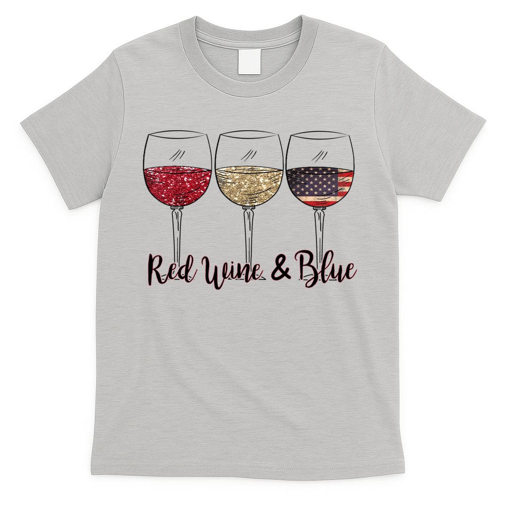 Red Wine & Blue 4th Of July Wine Red White Blue Wine Glasses T-Shirt