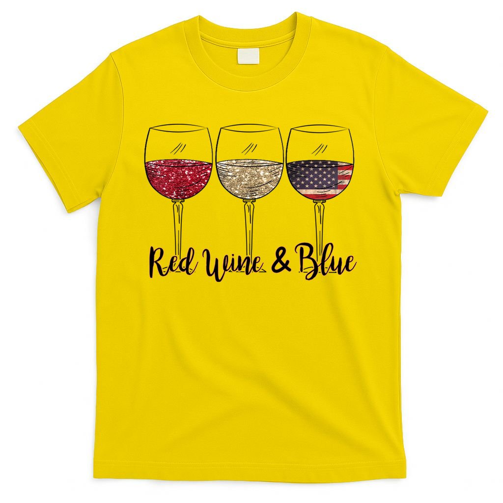 Red Wine & Blue 4th Of July Wine Red White Blue Wine Glasses T-Shirt