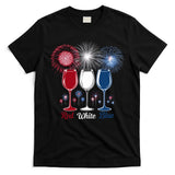 Red Wine & Blue 4th Of July Wine Glasses Firework Patriotic T-Shirt