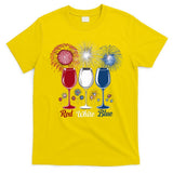 Red Wine & Blue 4th Of July Wine Glasses Firework Patriotic T-Shirt