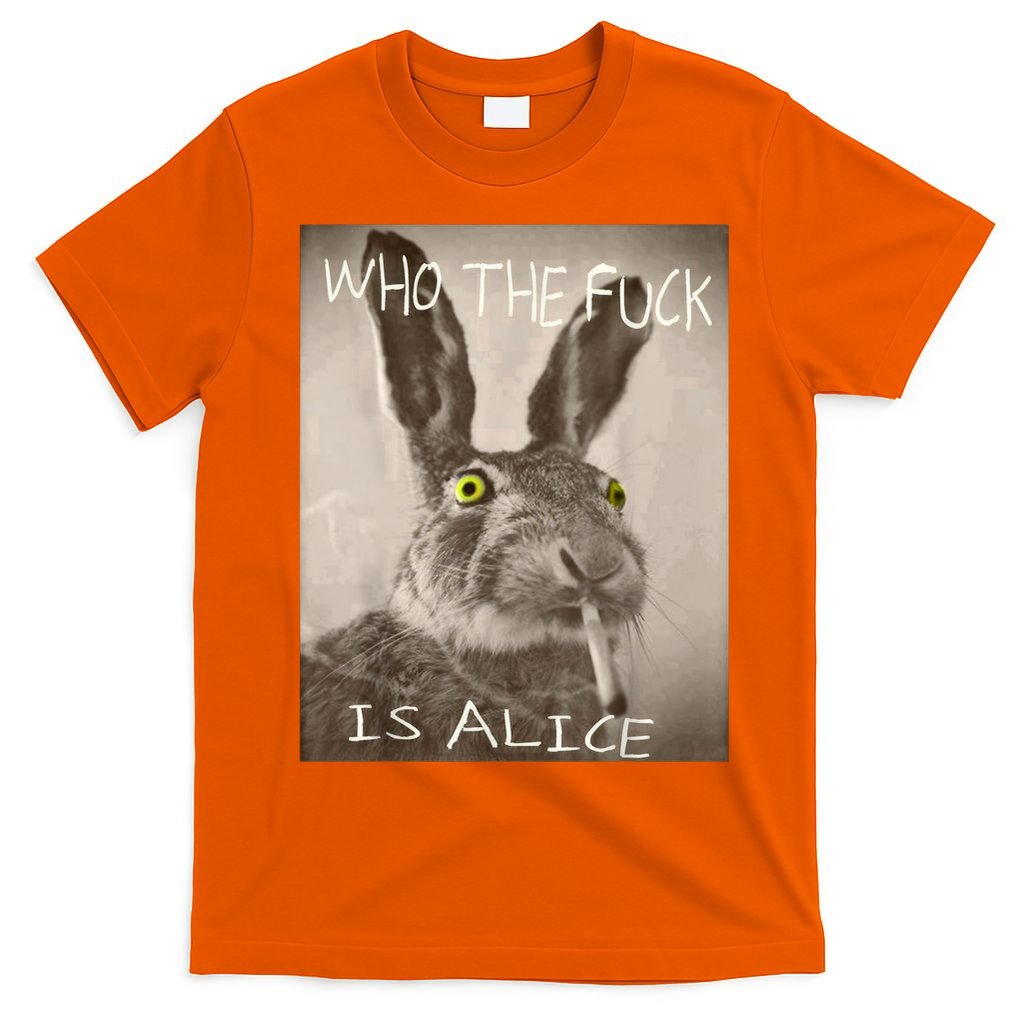 Retro Who The F_ck Is Alice Funny Rabbit  T-Shirt