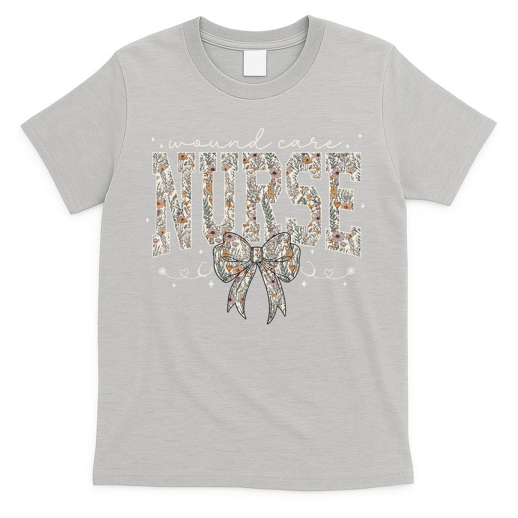 Retro Wildflower Wound Care Nurse Coquette Bow WOCN Nursing T-Shirt