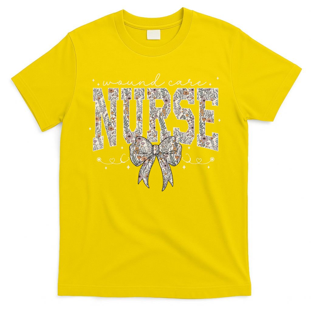 Retro Wildflower Wound Care Nurse Coquette Bow WOCN Nursing T-Shirt