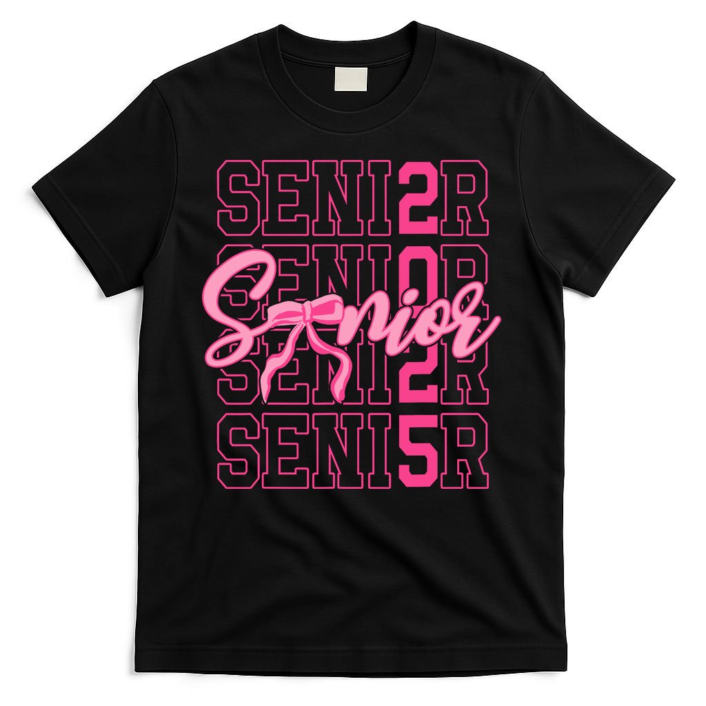 Senior 2025 Coquette Bow Class Of 2025 Back To School T-Shirt