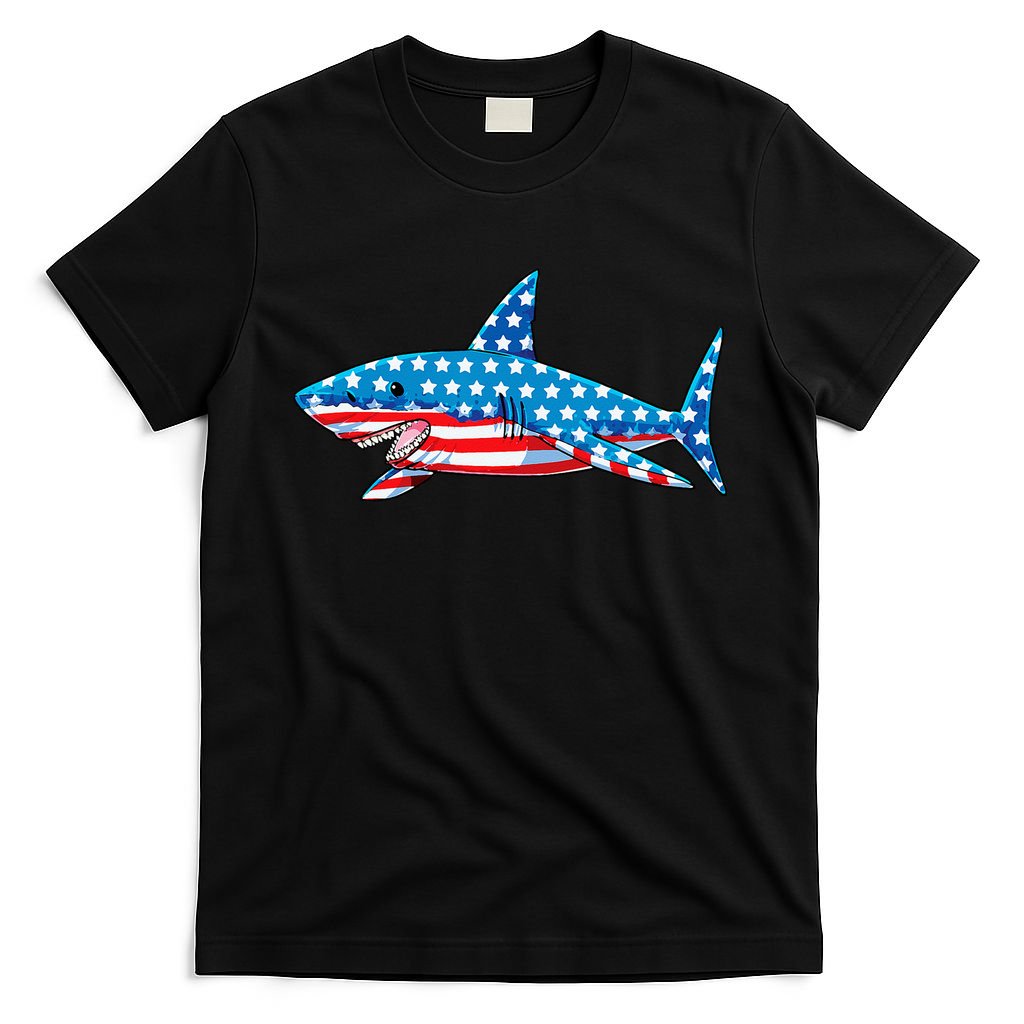 Shark 4th of July American Flag Jawsome  T-Shirt