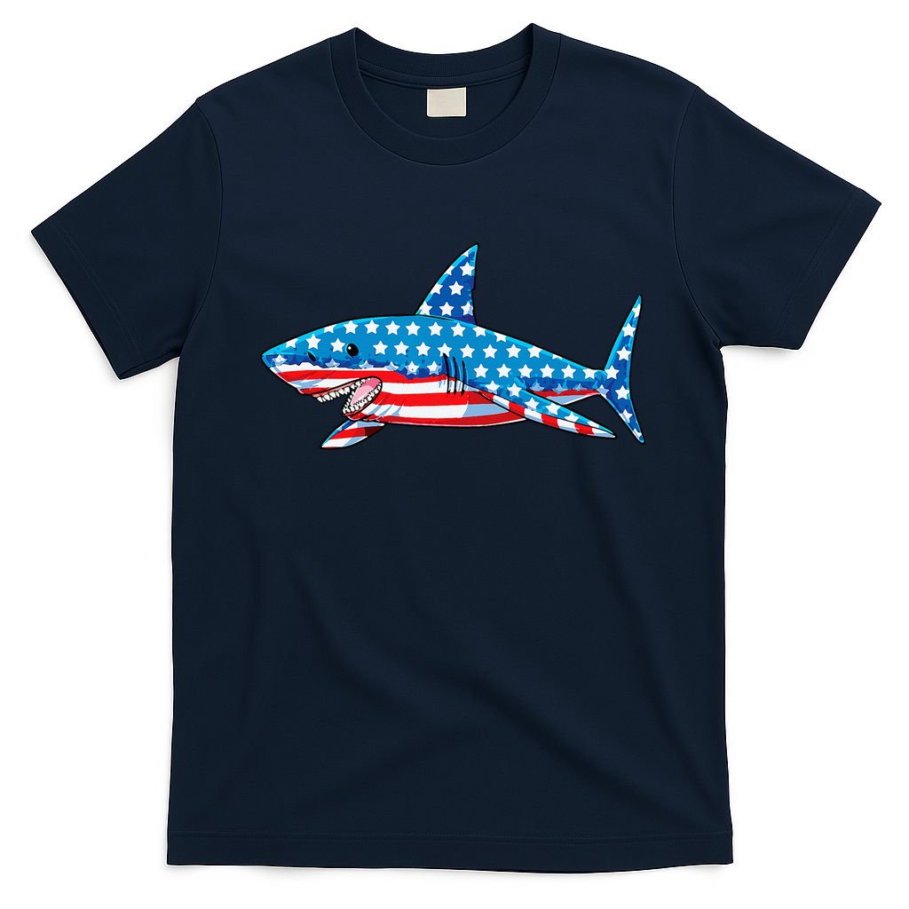 Shark 4th of July American Flag Jawsome  T-Shirt