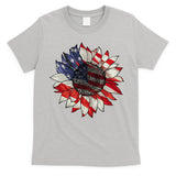 Sunflower American Flag 4th Of July Merica USA T-Shirt