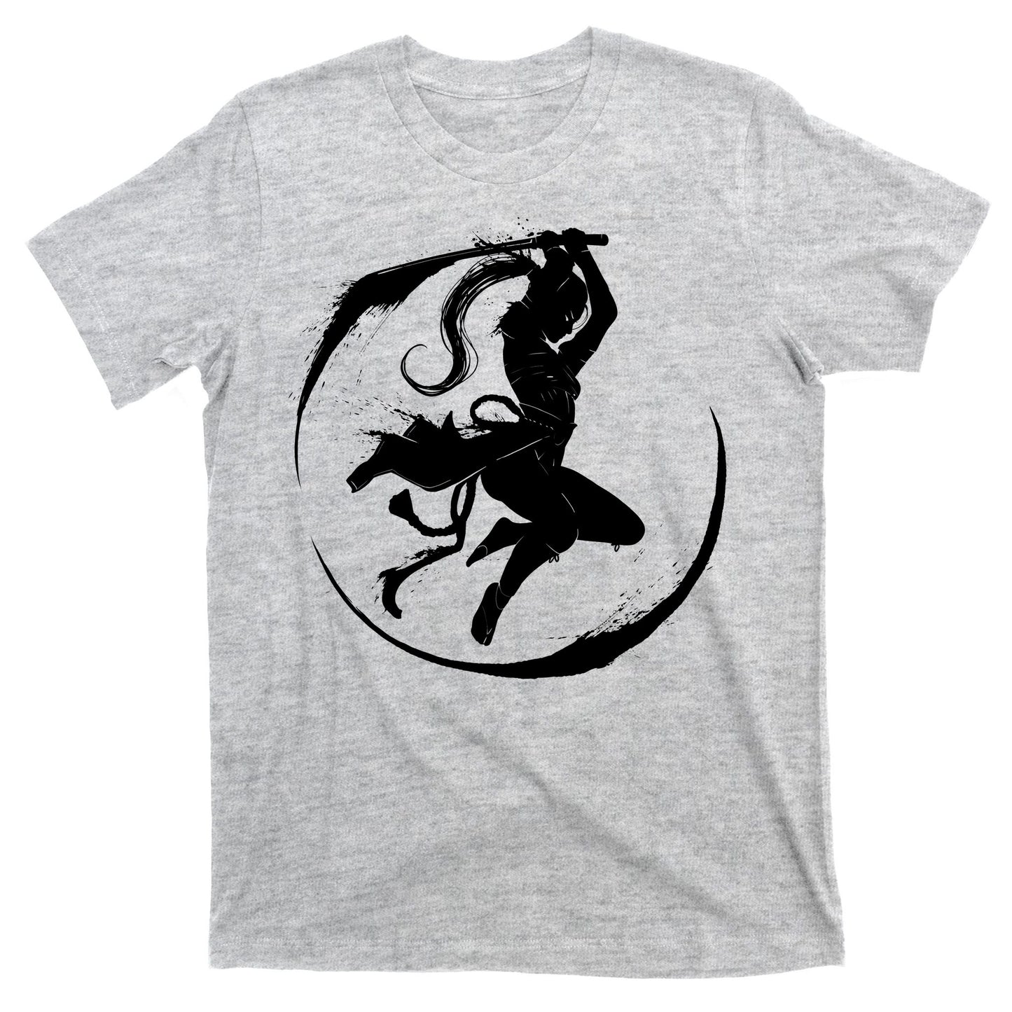 Samurai Lady Katana Slashing Circle T-Shirt