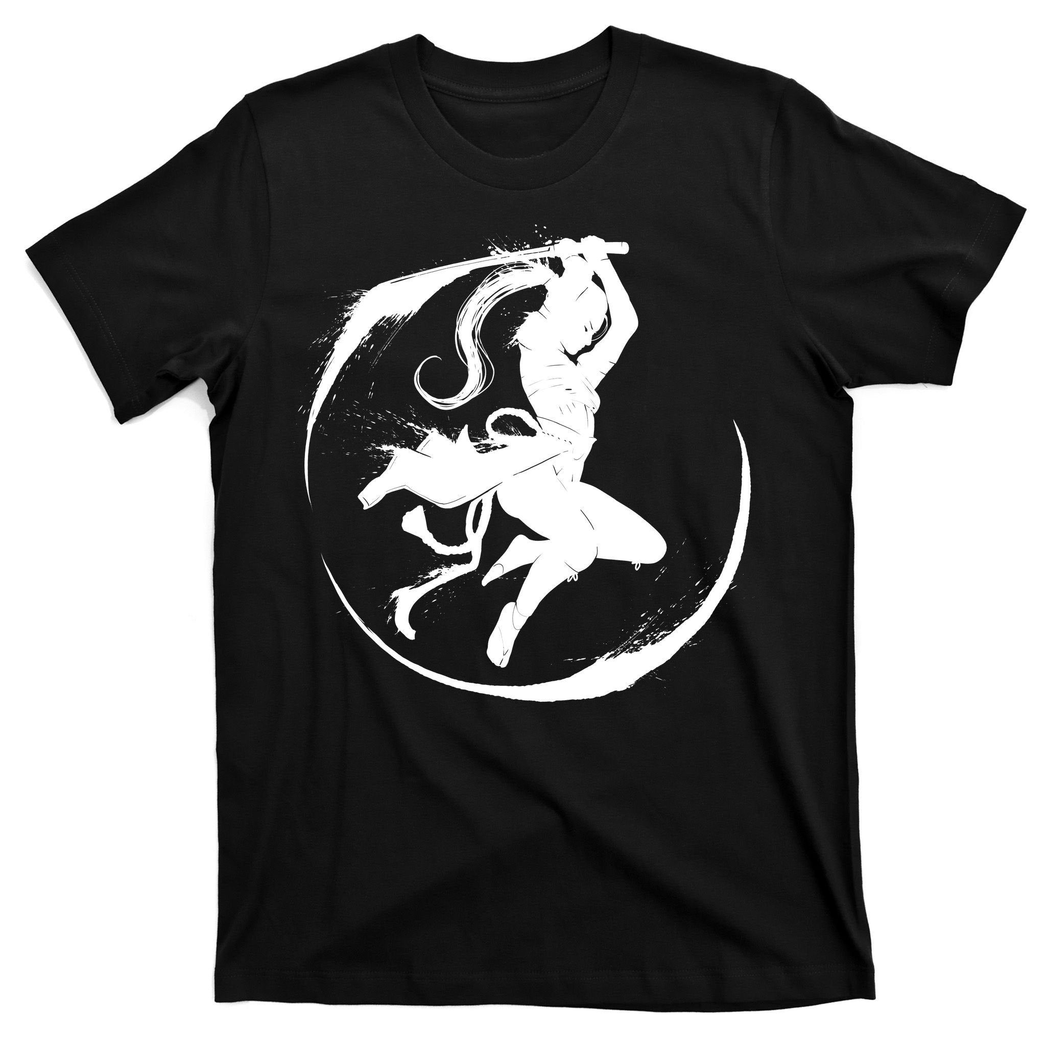 Samurai Lady Katana Slashing Circle T-Shirt