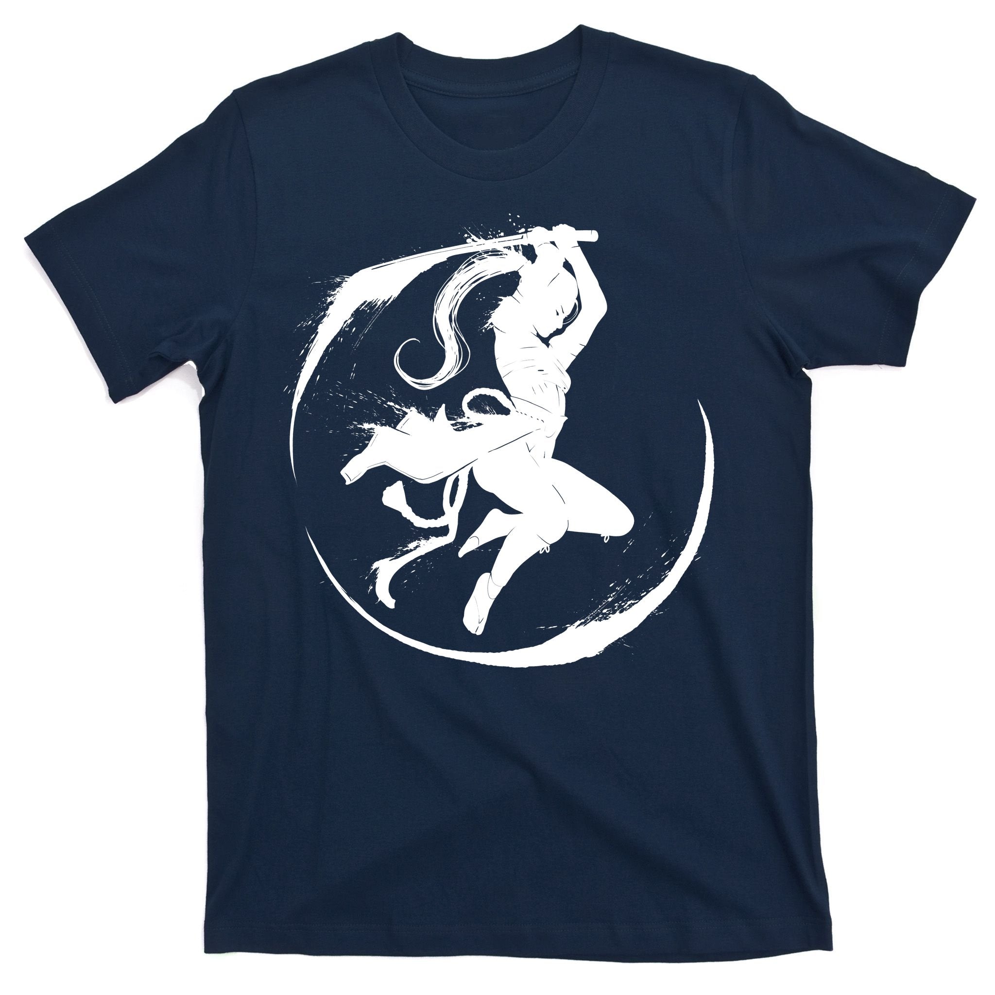 Samurai Lady Katana Slashing Circle T-Shirt