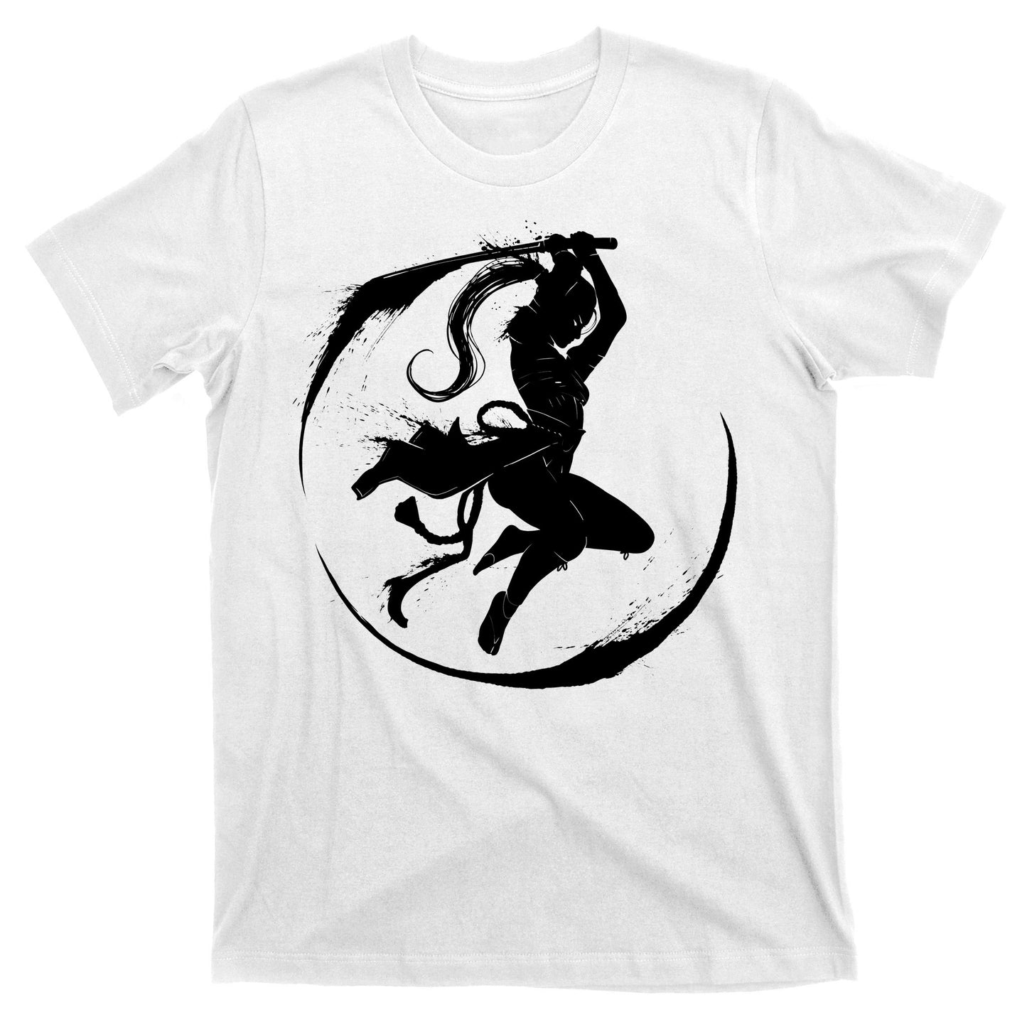 Samurai Lady Katana Slashing Circle T-Shirt