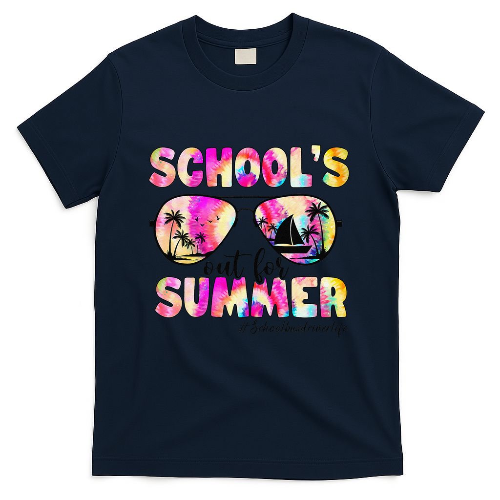 School Bus Driver Out For Summer Tie Dye Sunglasses T-Shirt