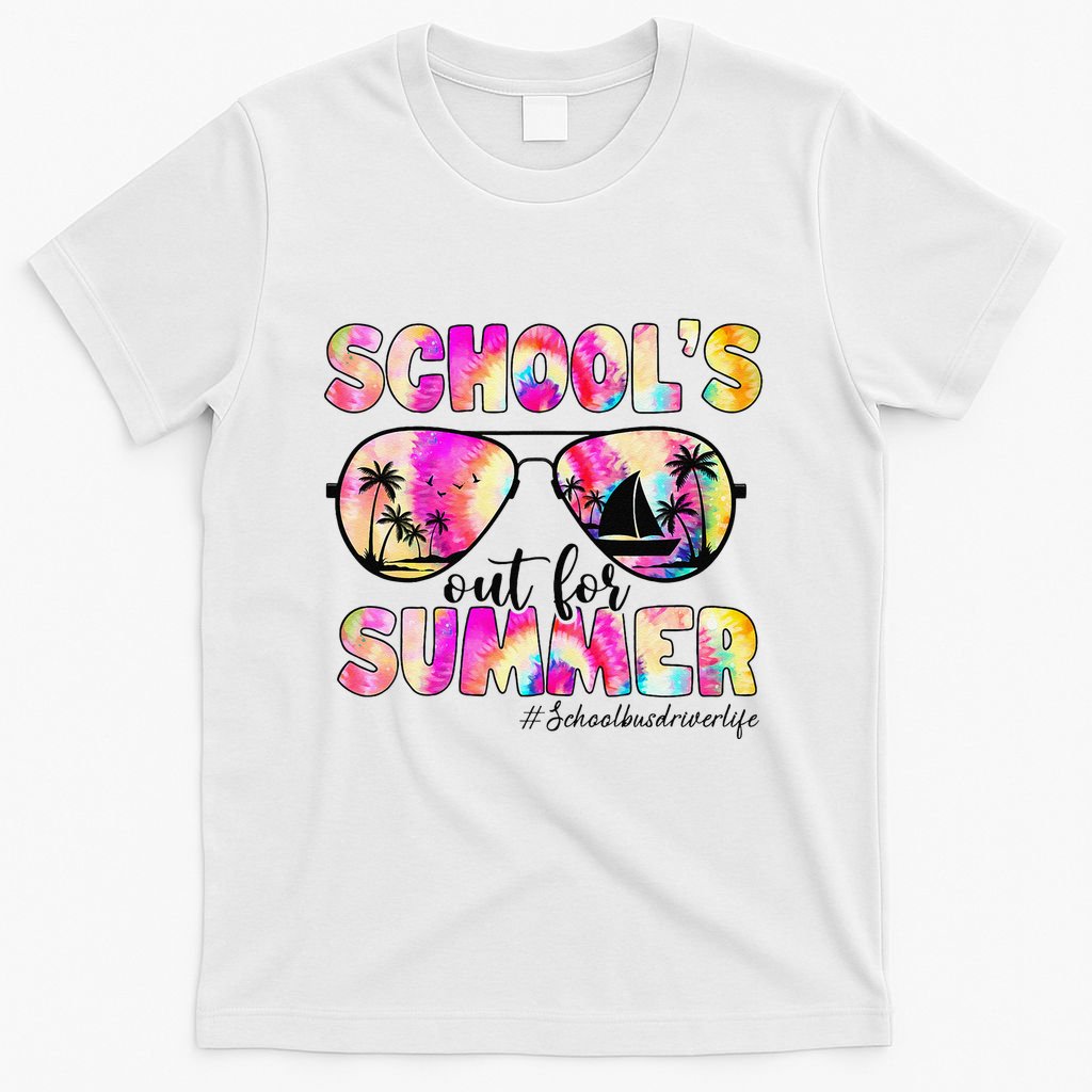 School Bus Driver Out For Summer Tie Dye Sunglasses T-Shirt