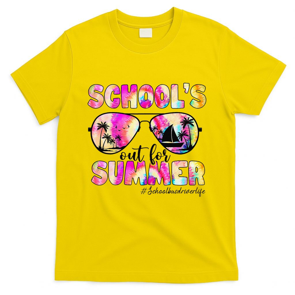 School Bus Driver Out For Summer Tie Dye Sunglasses T-Shirt