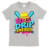 Softball Big Drip Energy Ice Cream Dripping Softball T-Shirt