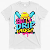 Softball Big Drip Energy Ice Cream Dripping Softball T-Shirt