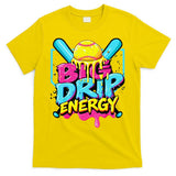Softball Big Drip Energy Ice Cream Dripping Softball T-Shirt