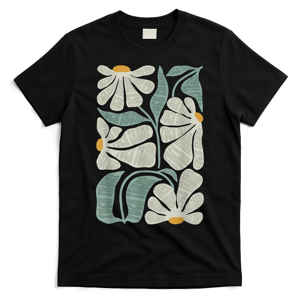 Subtle Boho Flowers Anti Trump Anti Maga Kamala Harris Voter T-Shirt