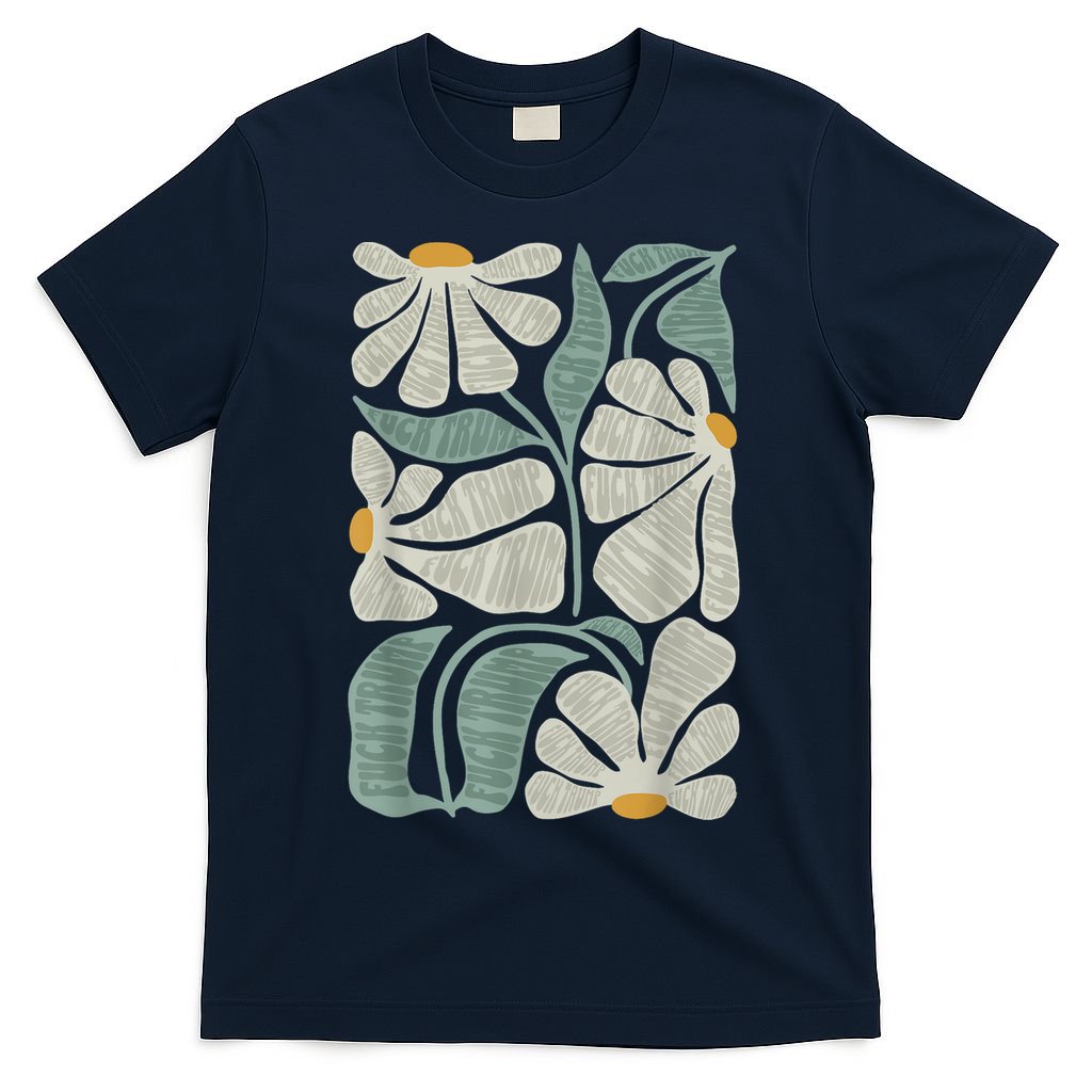Subtle Boho Flowers Anti Trump Anti Maga Kamala Harris Voter T-Shirt