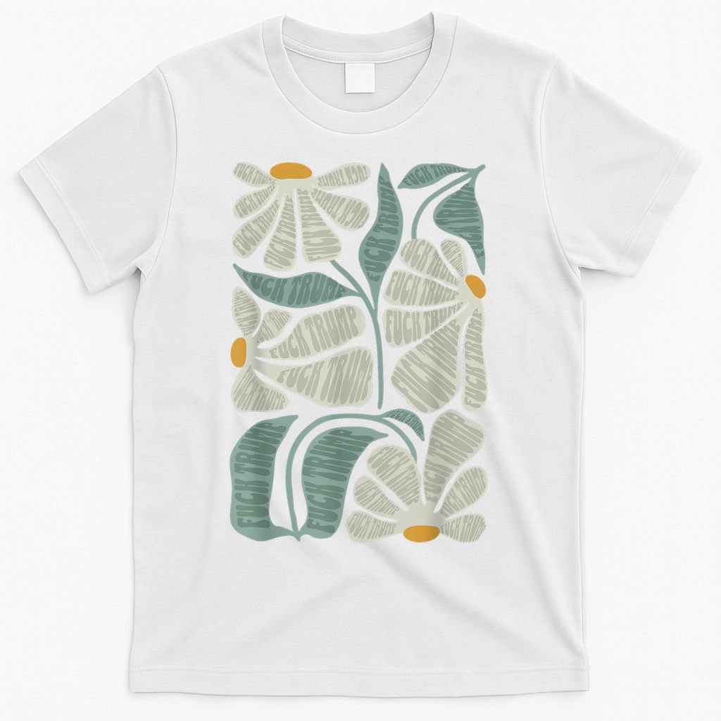 Subtle Boho Flowers Anti Trump Anti Maga Kamala Harris Voter T-Shirt