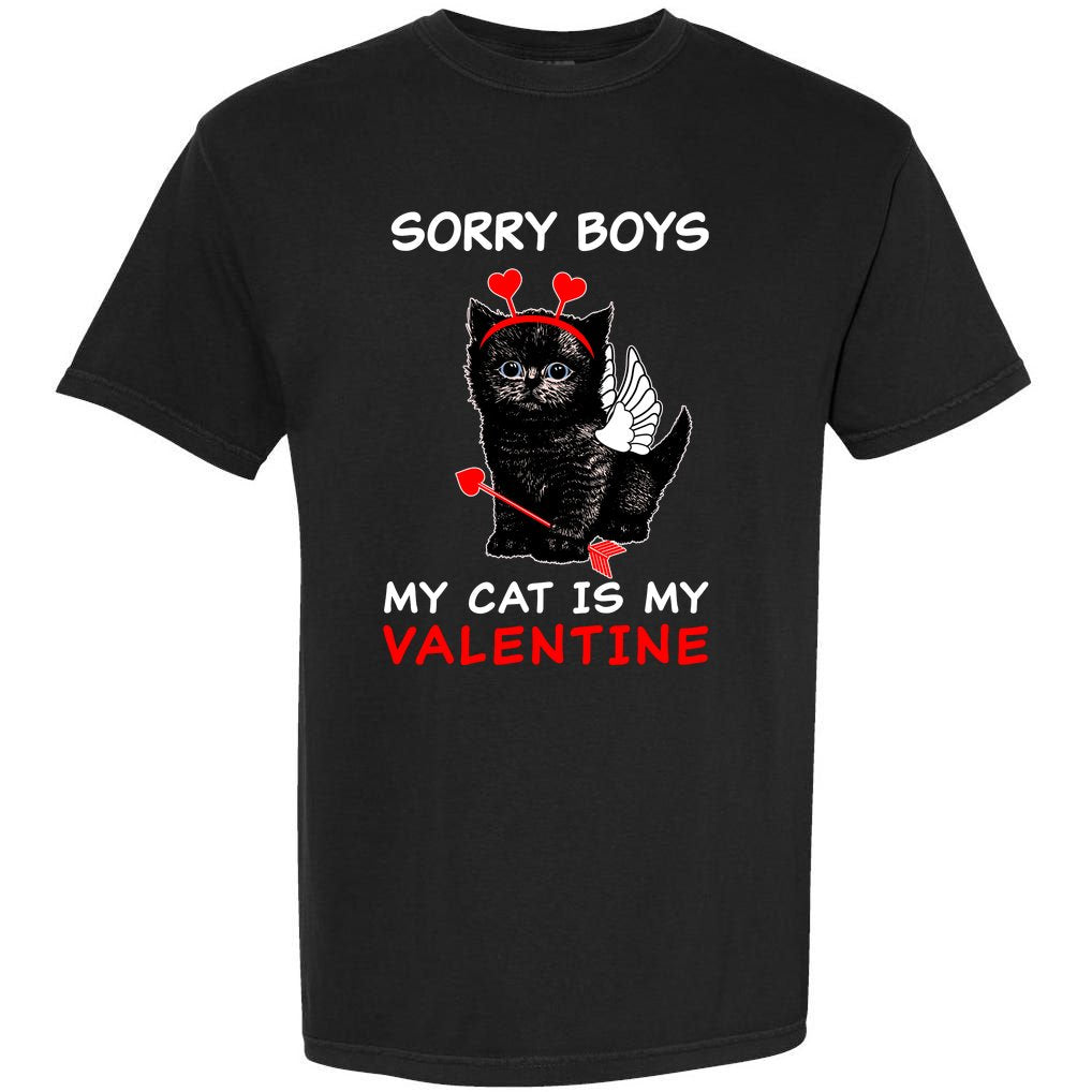 Sorry Boys My Cat Is My Valentine Garment-Dyed Heavyweight T-Shirt