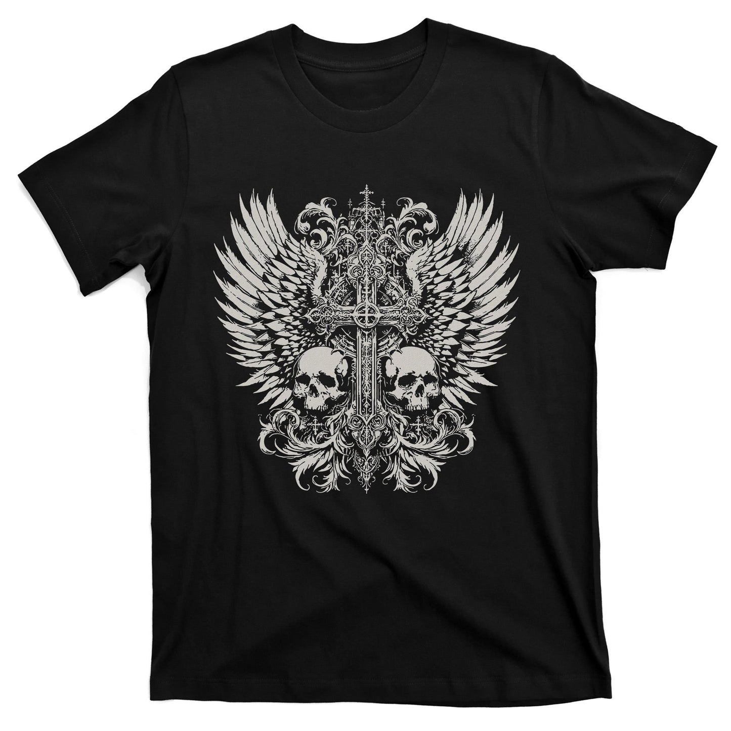 Skull Cross Goth Alt Grunge Gothic Emo Aesthetic T-Shirt