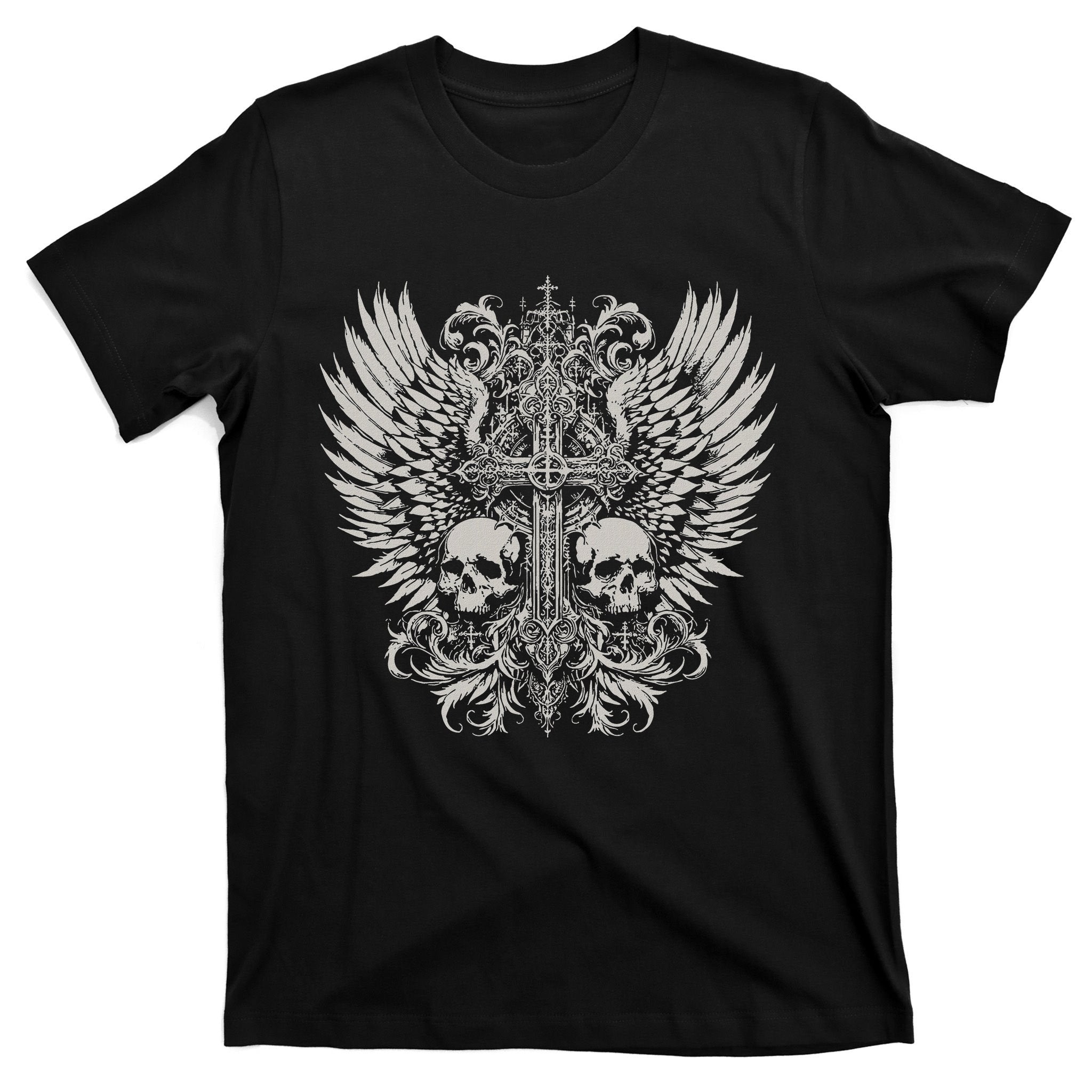 Skull Cross Goth Alt Grunge Gothic Emo Aesthetic T-Shirt