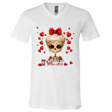 Skeleton Coffee Is My Valentine Funny Valentines Day V-Neck T-Shirt