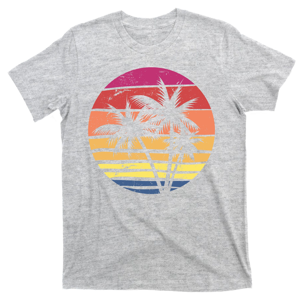 Summer Colorful Palm Tree Retro Sunset T-Shirt