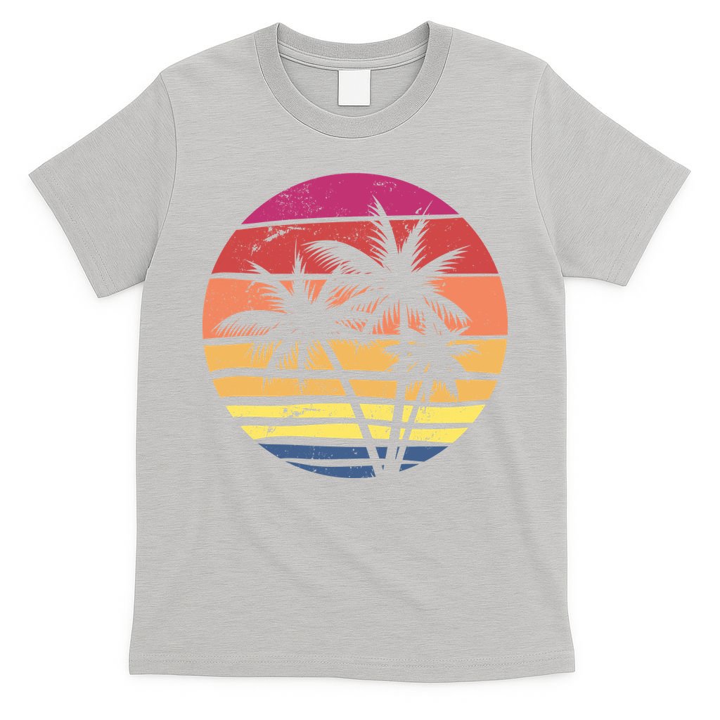Summer Colorful Palm Tree Retro Sunset T-Shirt
