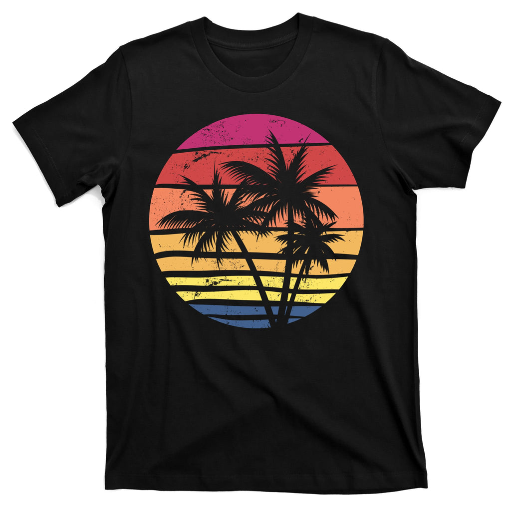 Summer Colorful Palm Tree Retro Sunset T-Shirt