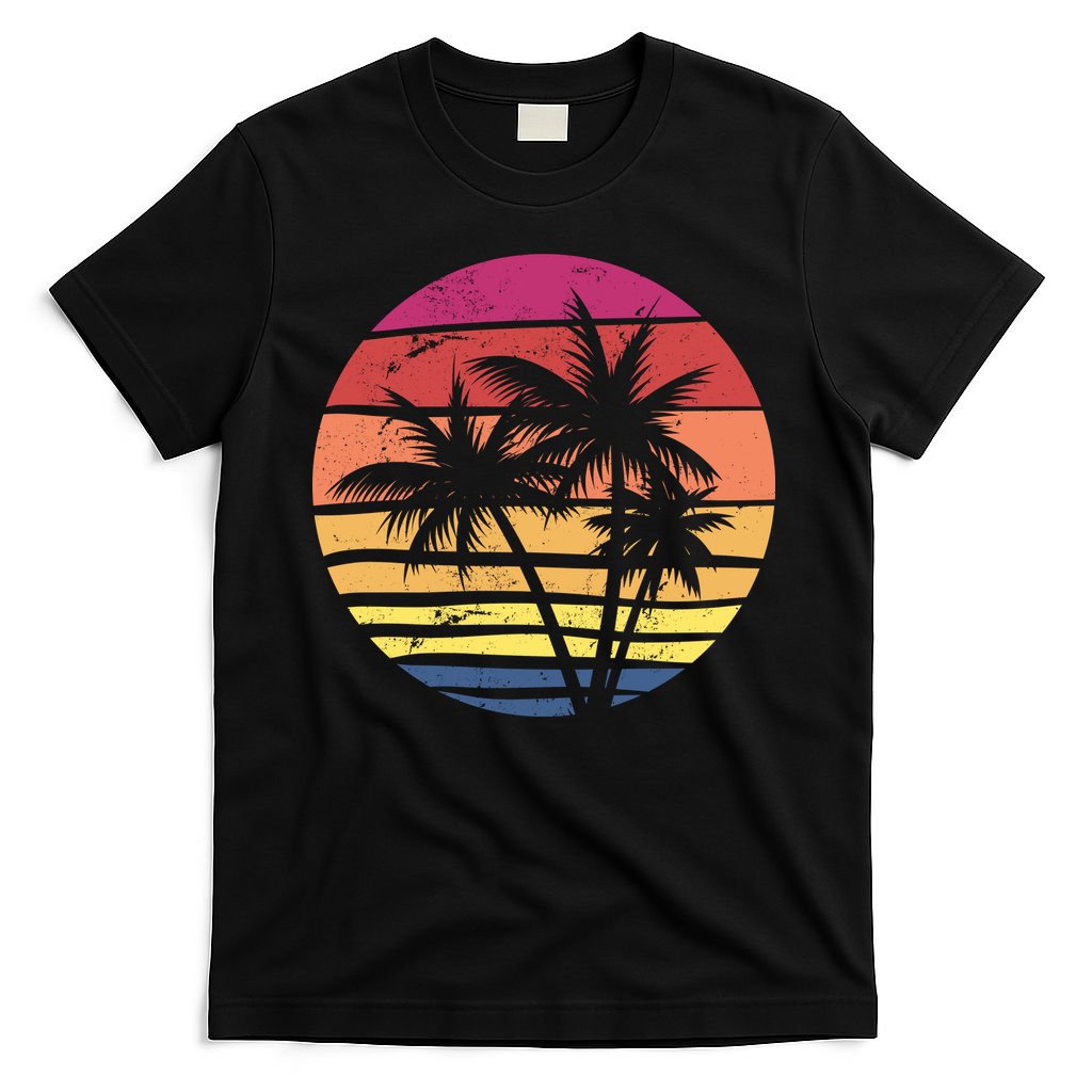 Summer Colorful Palm Tree Retro Sunset T-Shirt
