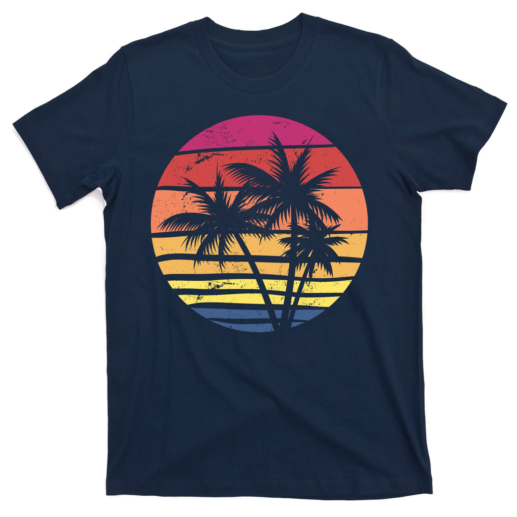 Summer Colorful Palm Tree Retro Sunset T-Shirt