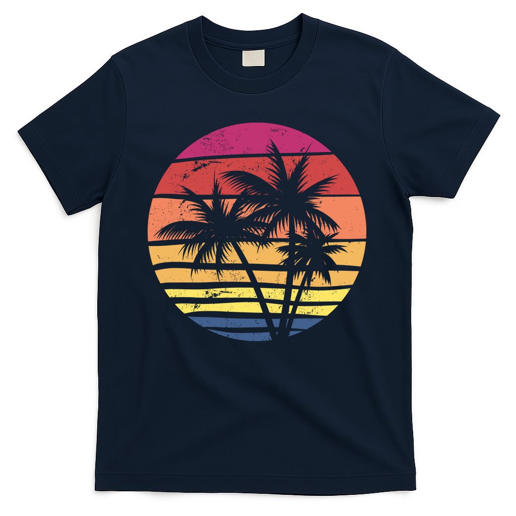 Summer Colorful Palm Tree Retro Sunset T-Shirt