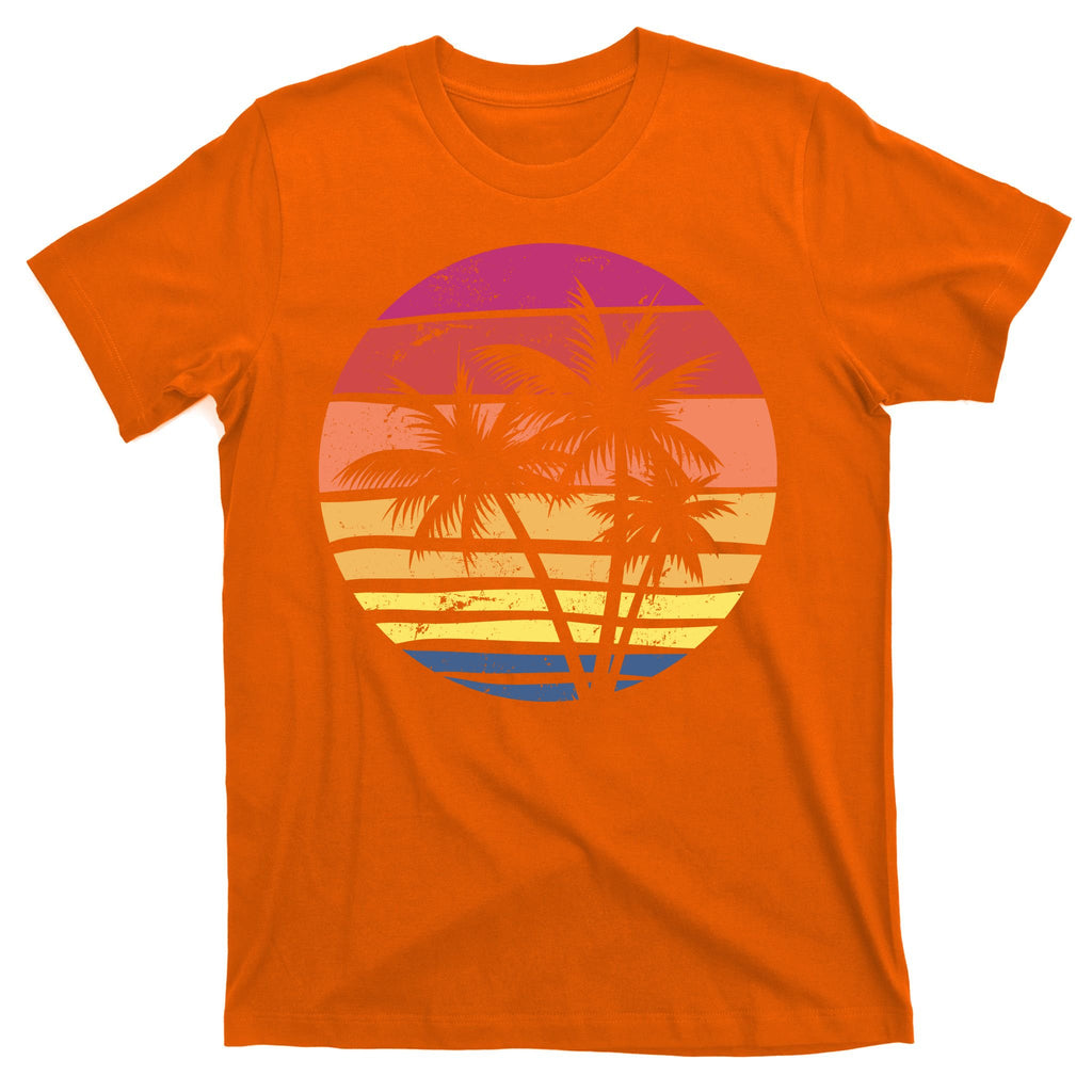 Summer Colorful Palm Tree Retro Sunset T-Shirt