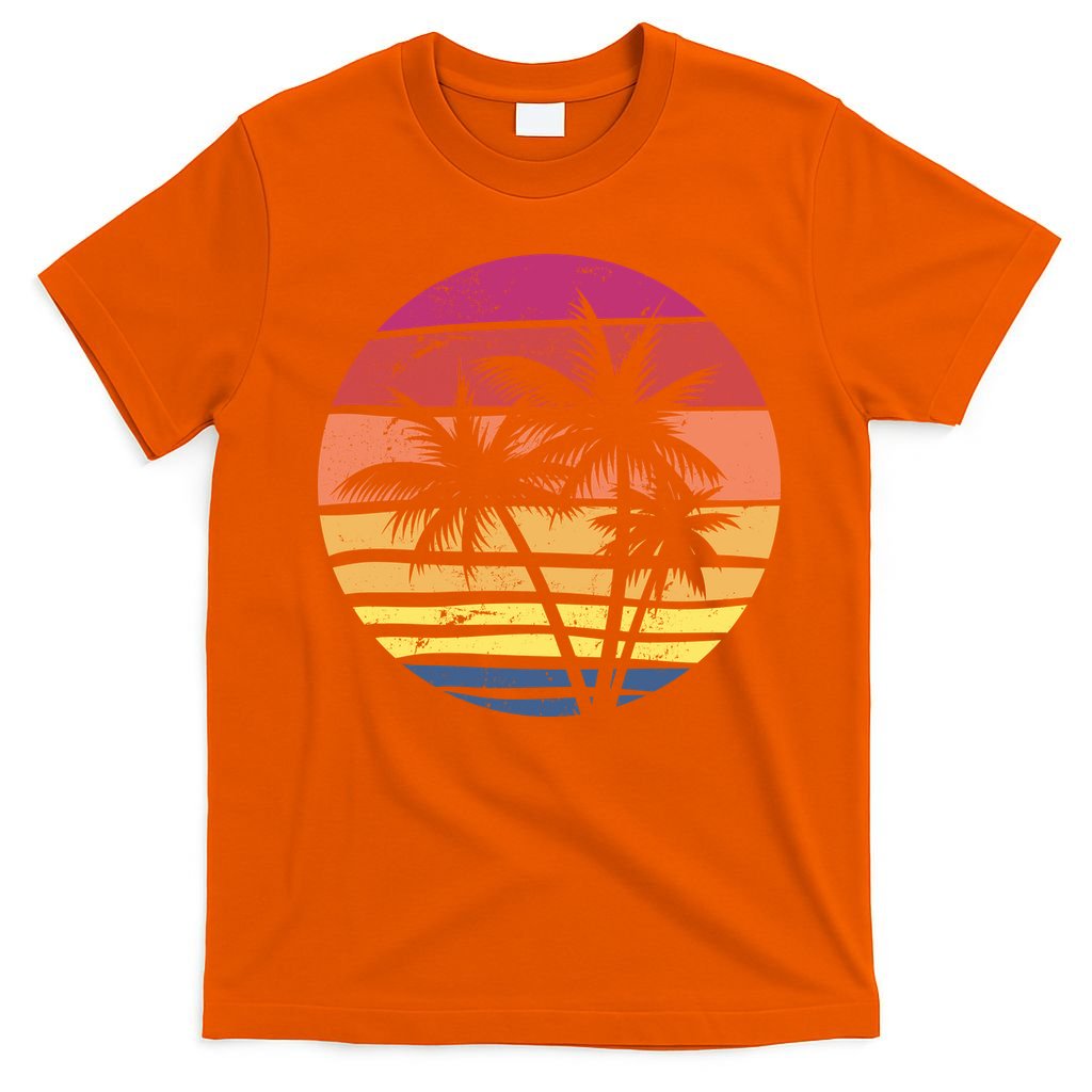 Summer Colorful Palm Tree Retro Sunset T-Shirt
