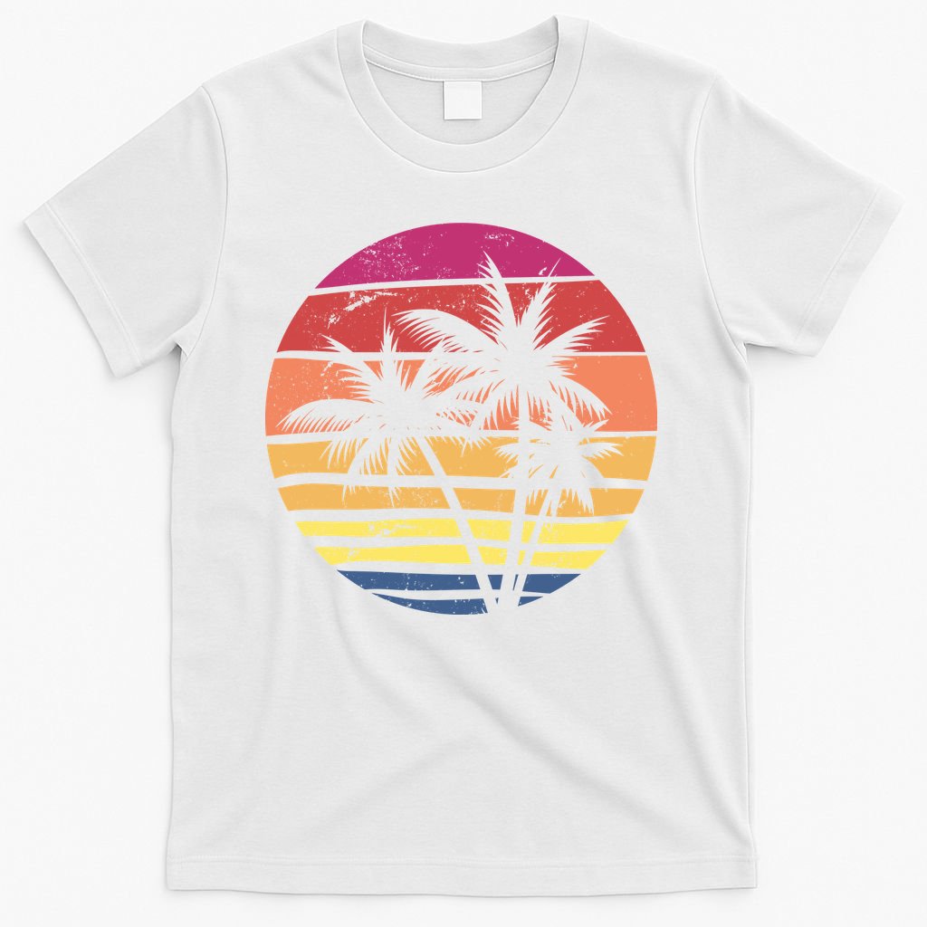 Summer Colorful Palm Tree Retro Sunset T-Shirt